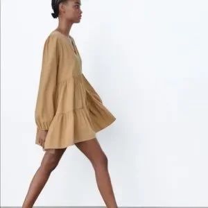 Zara gold tiered mini dress